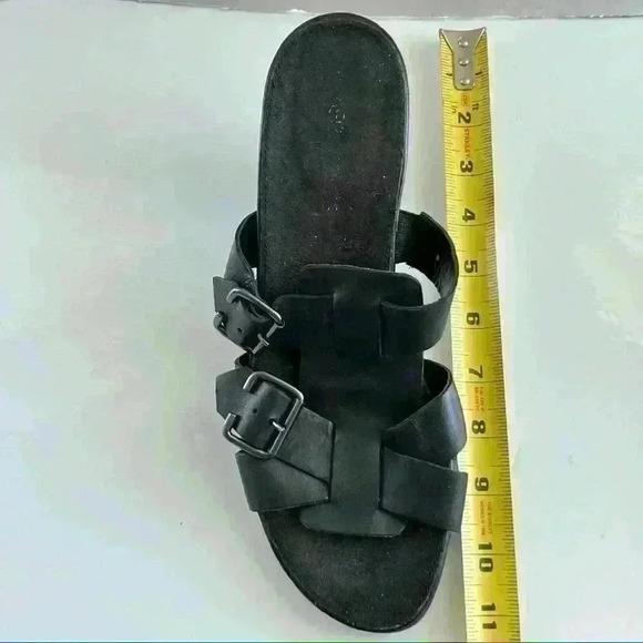 AEROSOLES  BLACK LEATHER BUCKLE SANDALS SLIP ON SIZE 9 - Picture 6 of 11